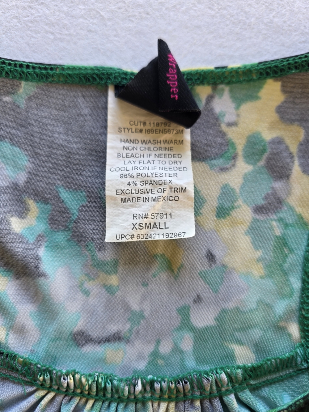 Wrapper Green Yellow Black Patterned Beaded Racerback Tank - Picture 3 of 9